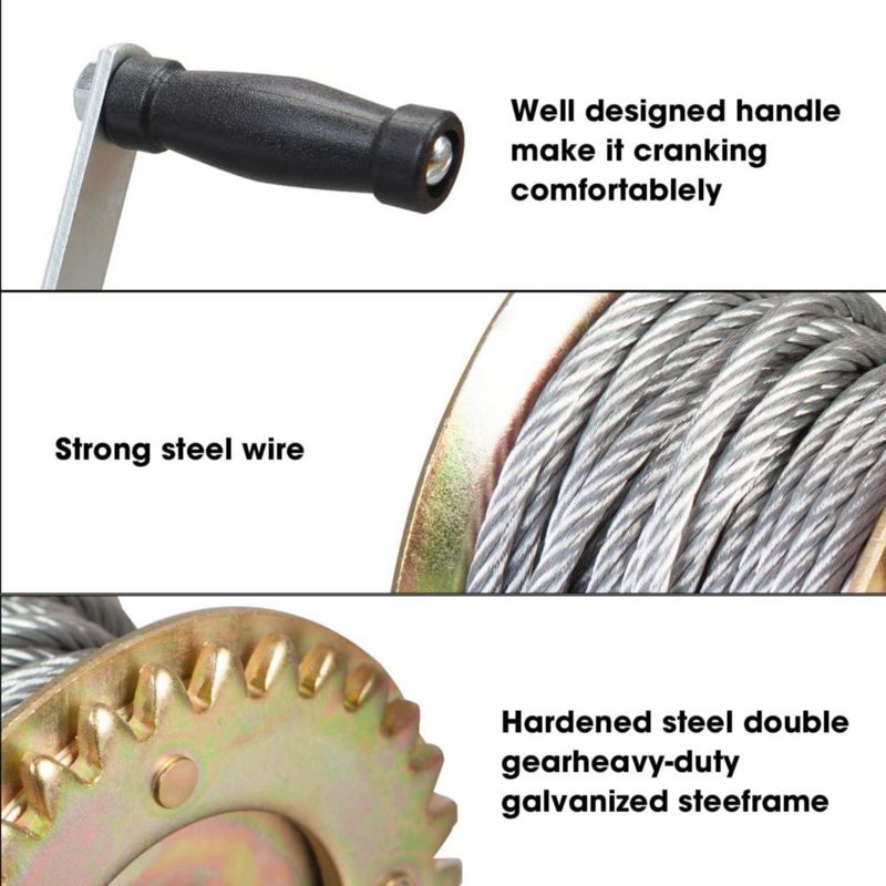Winche de Barco ROAD DAWG 600 lb (272 kg) con Cable de 8 m y Manivela Manual