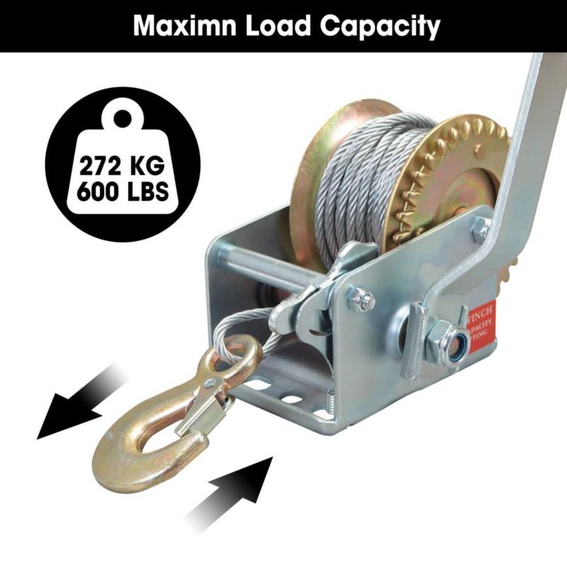 Winche de Barco ROAD DAWG 600 lb (272 kg) con Cable de 8 m y Manivela Manual