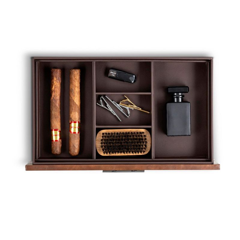 Caja de joyería Glenor de fibra de carbono color marrón