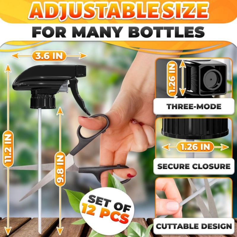 Boquilla de spray ALPENKOK - Pack de 12 unidades negras de plástico