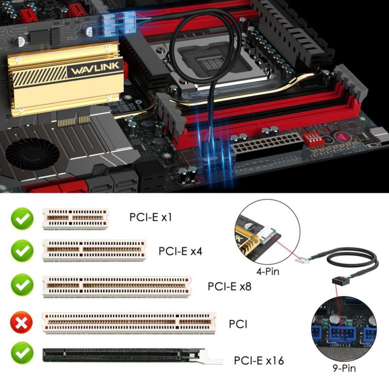Tarjeta WiFi WAVLINK AX5400M 6E PCIe BT5.3