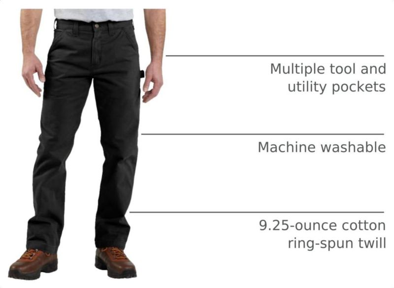 PANTALONES Carhartt B324 81x81 cm Negro Corte Relajado
