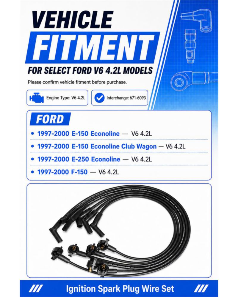 Juego de cables de bujía Autopart T de 6 piezas silicona de 8 mm
