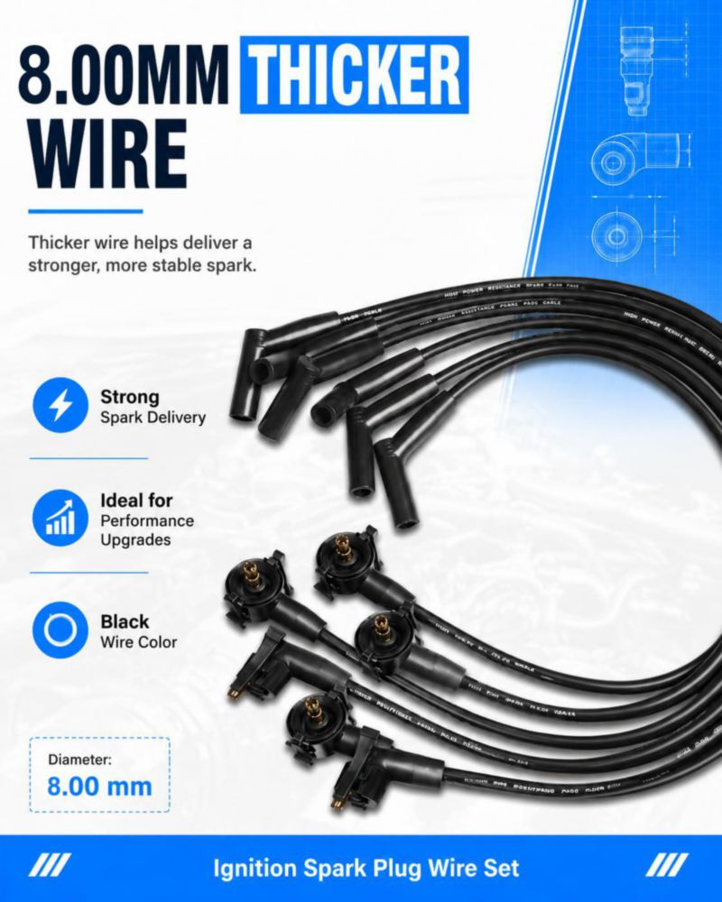 Juego de cables de bujía Autopart T de 6 piezas silicona de 8 mm
