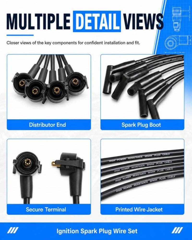 Juego de cables de bujía Autopart T de 6 piezas silicona de 8 mm