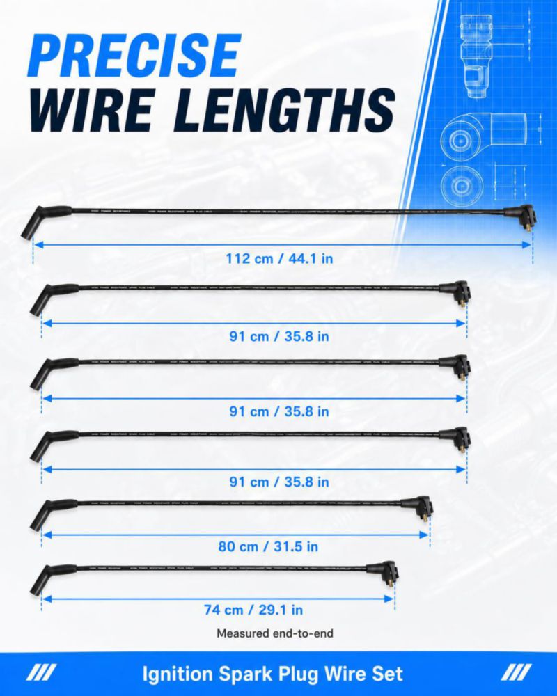 Juego de cables de bujía Autopart T de 6 piezas silicona de 8 mm