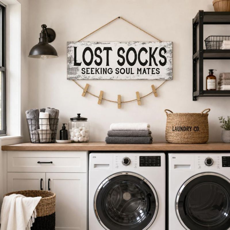Letrero Decorativo 1 KINGO 37 cm × 15 cm "Calcetines Perdidos buscan su media"