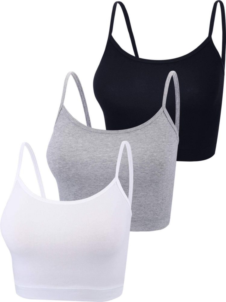 Cami top sin mangas Boao Pack de 3 (Negro Blanco Gris)