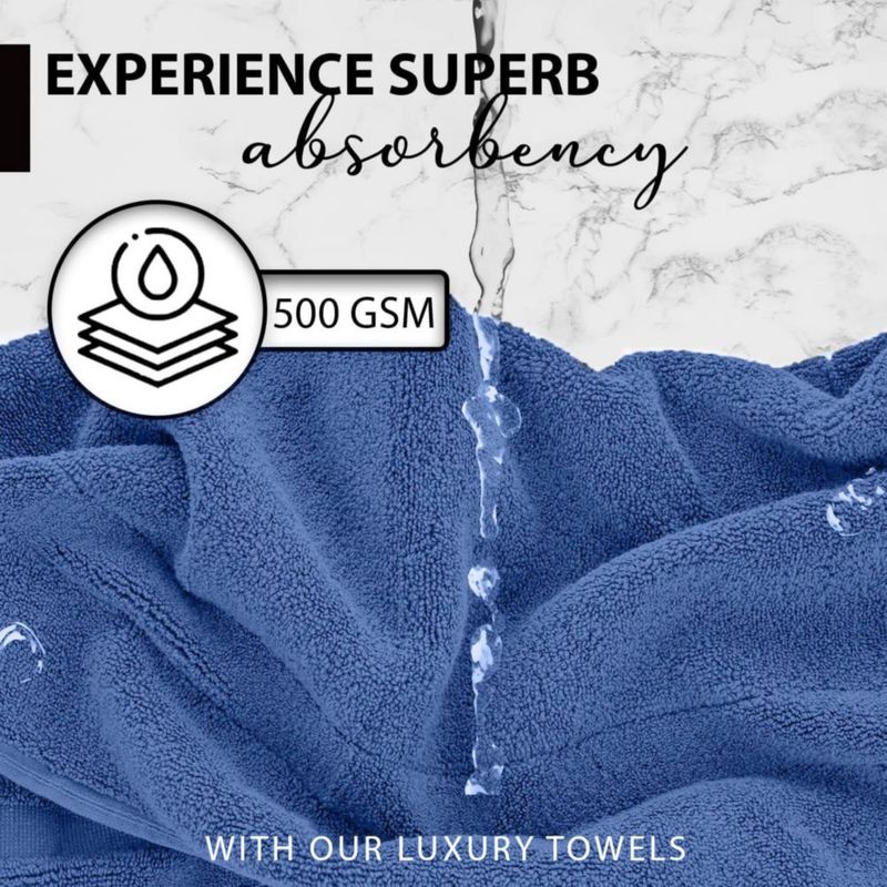 Juego de 6 Toallas de Baño KAHAF COLLECTION 61x122 cm Azul