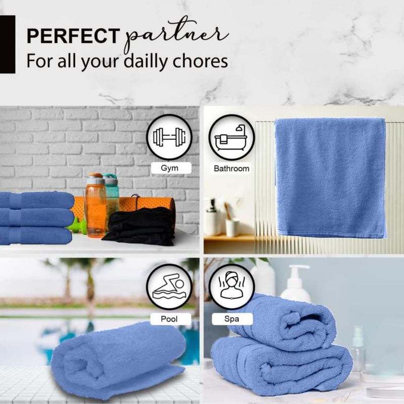 Juego de 6 Toallas de Baño KAHAF COLLECTION 61x122 cm Azul