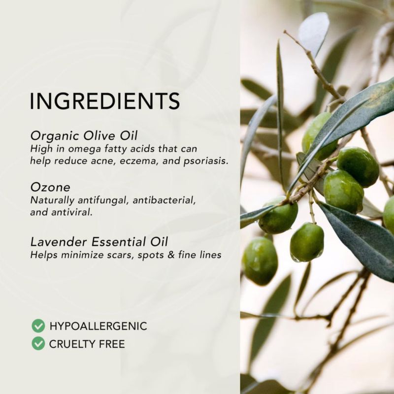 Aceite de oliva orgánico ozonizado ONE11 50 ml con lavanda