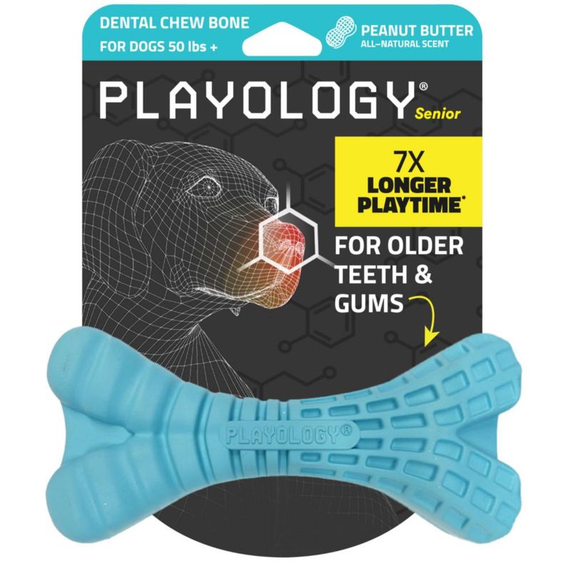 Juguete de Masticar Playology Senior Jumbo con Aroma a Mantequilla de Maní para Perros