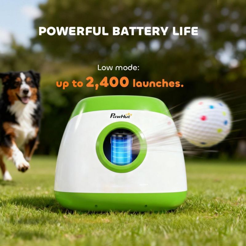 Lanzador automático de pelotas para perros PawHut con control remoto – verde