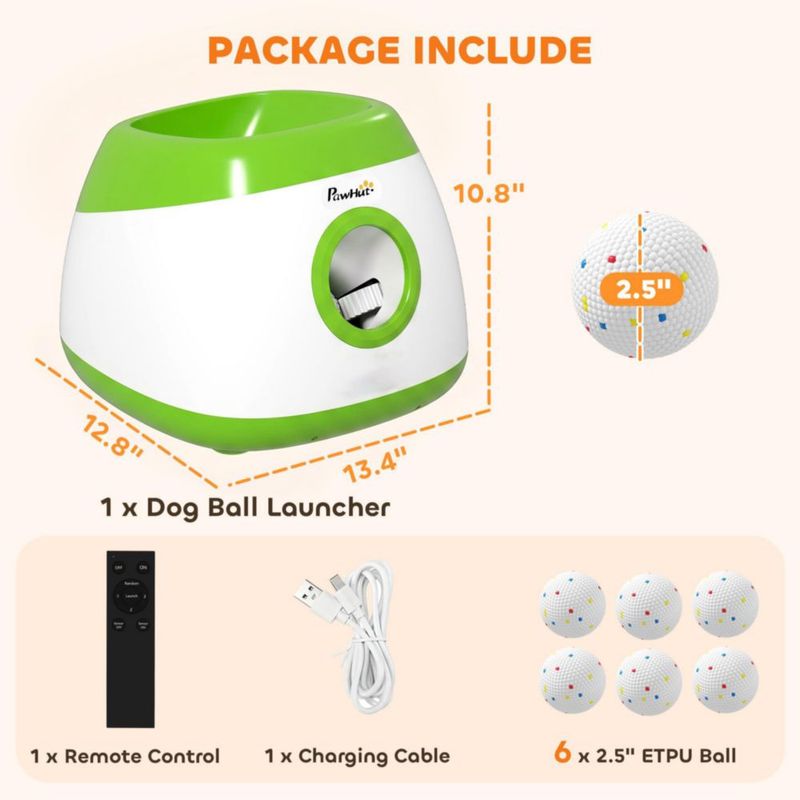 Lanzador automático de pelotas para perros PawHut con control remoto – verde