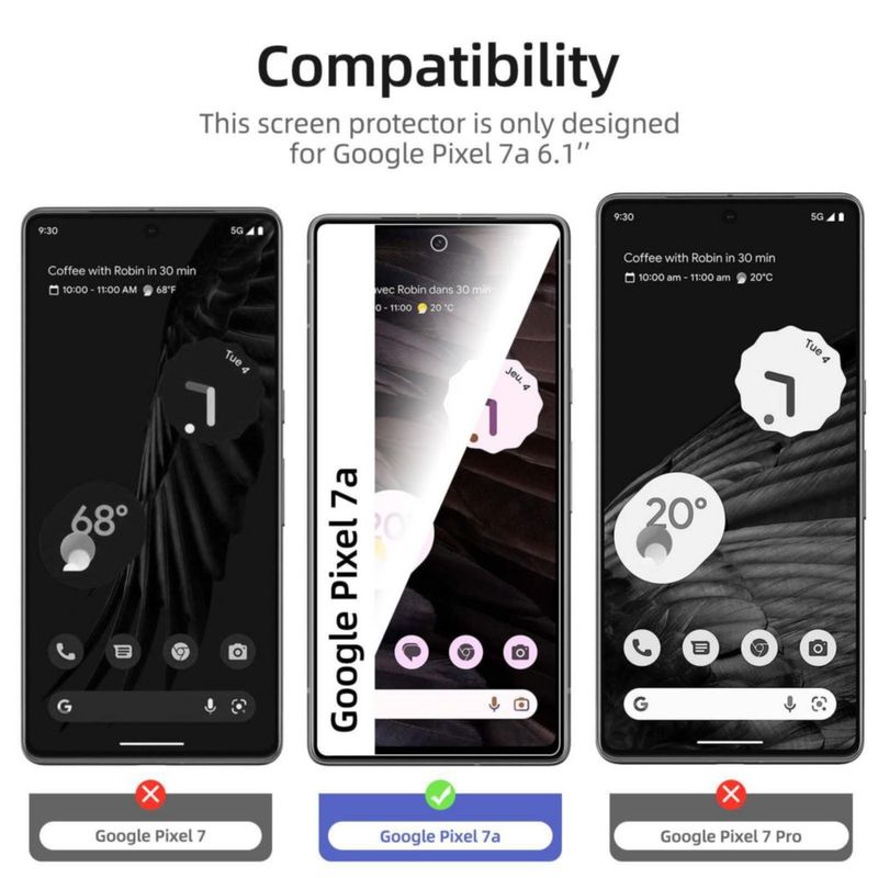 Protector de pantalla NEW'C de vidrio templado para Google Pixel 7a