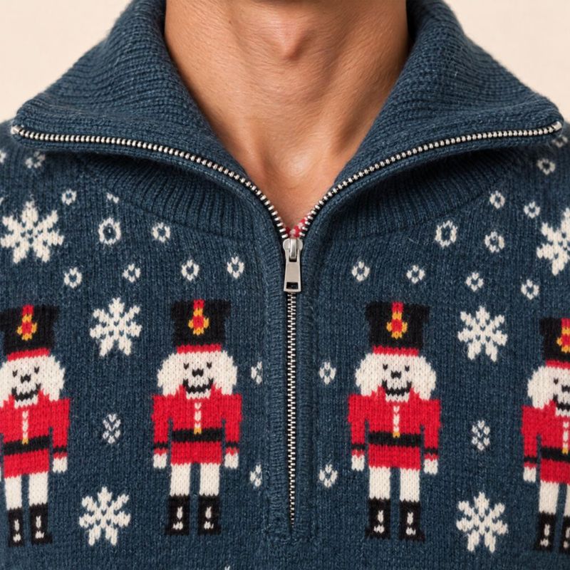 Suéter Navideño Con Medio Zipper Verde Para Hombre Forever 21