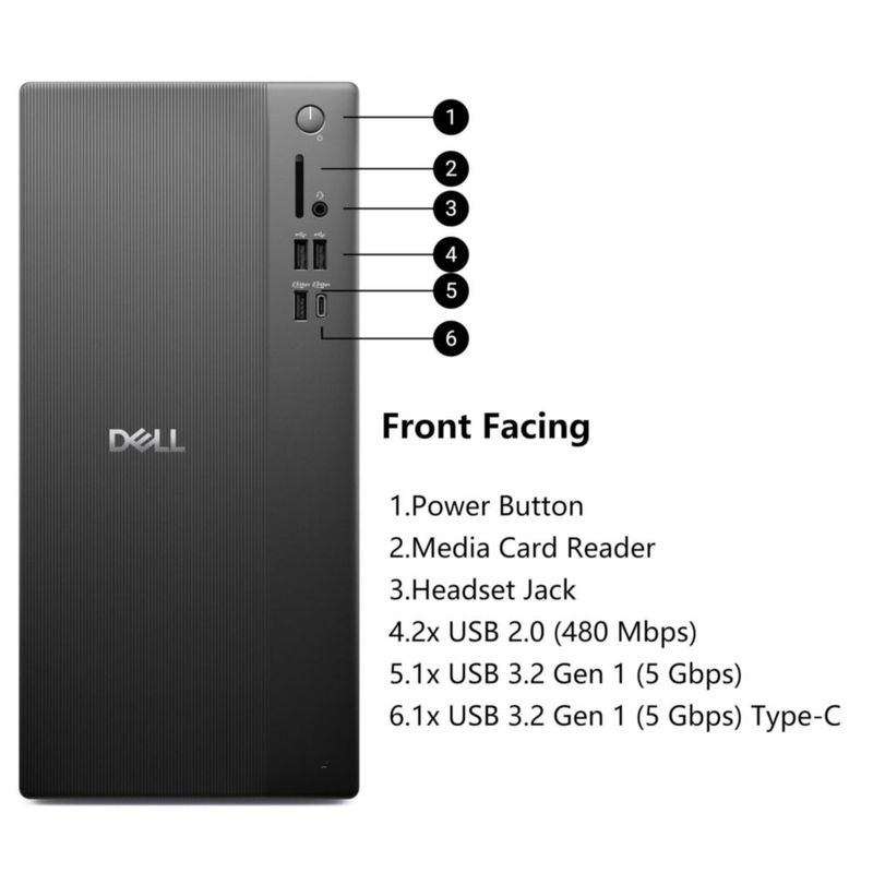 Ordenador Dell de torre 256 GB SSD 8 GB RAM Intel i3 de 14ª generación