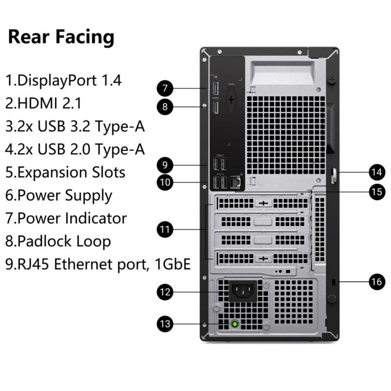 Ordenador Dell de torre 256 GB SSD 8 GB RAM Intel i3 de 14ª generación
