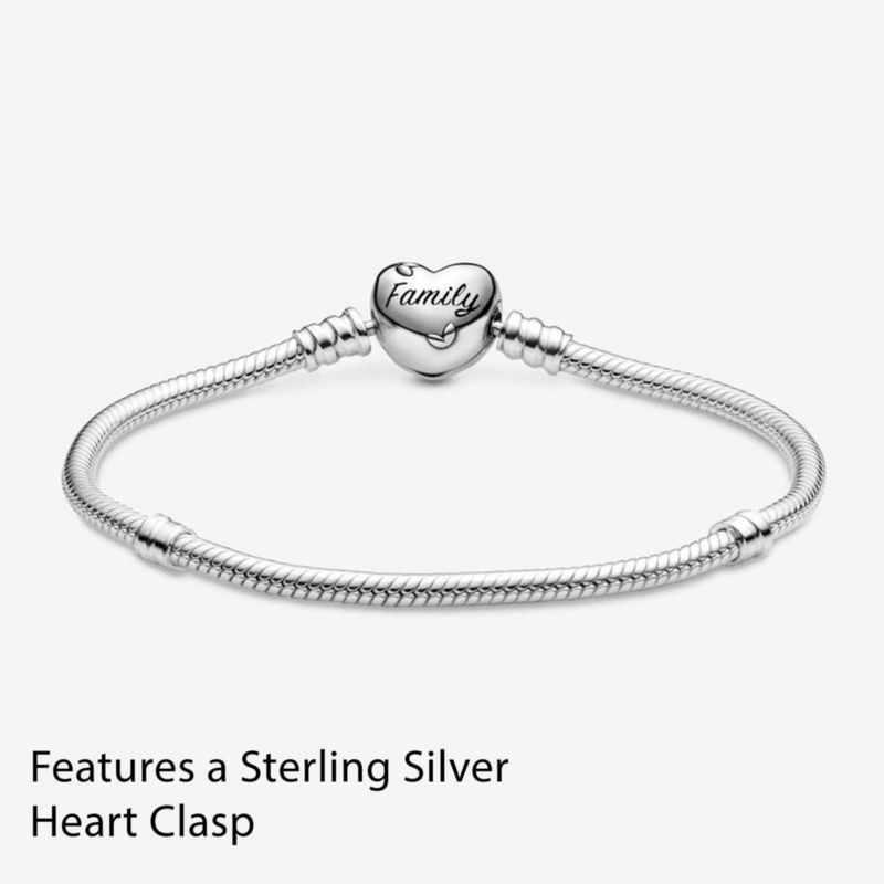 Pulsera PANDORA Moments 23 cm Cadena de serpiente con cierre corazón y árbol familiar