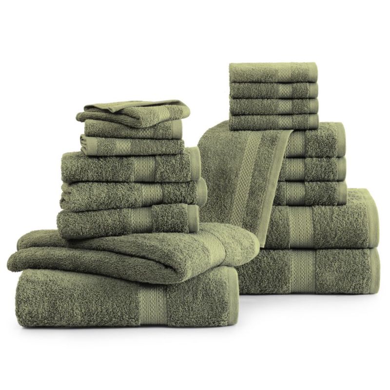Juego de Toallas LANE LINEN 18 piezas Verde Petróleo de Algodón