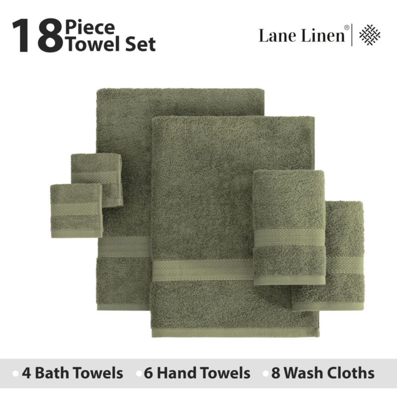 Juego de Toallas LANE LINEN 18 piezas Verde Petróleo de Algodón