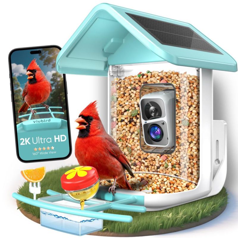 Alimentador para Aves VIUBIRD Solar 24 lb (11 kg) Cámara 2K HD WiFi