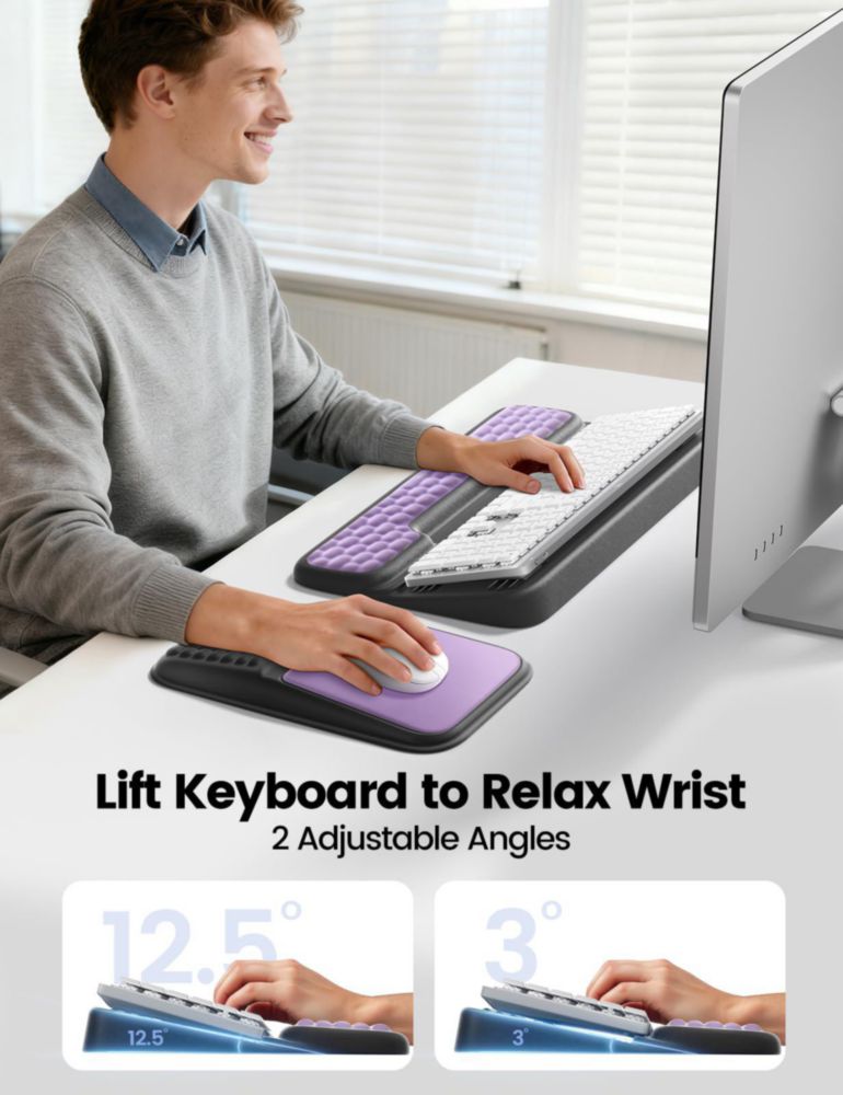 Set Vaydeer de Soporte para Teclado y Alfombrilla de Ratón con Reposamuñecas