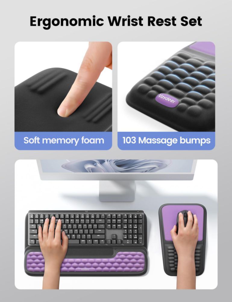 Set Vaydeer de Soporte para Teclado y Alfombrilla de Ratón con Reposamuñecas