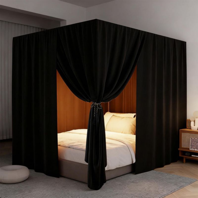 Cortina de dosel para cama YRDKB California King 182 × 213 × 182 cm Negro