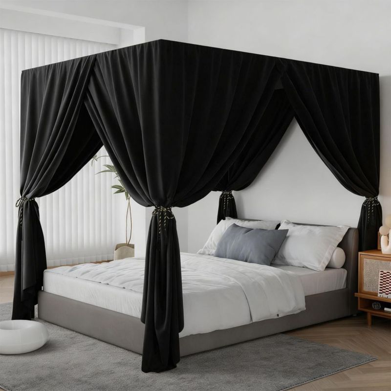 Cortina de dosel para cama YRDKB California King 182 × 213 × 182 cm Negro
