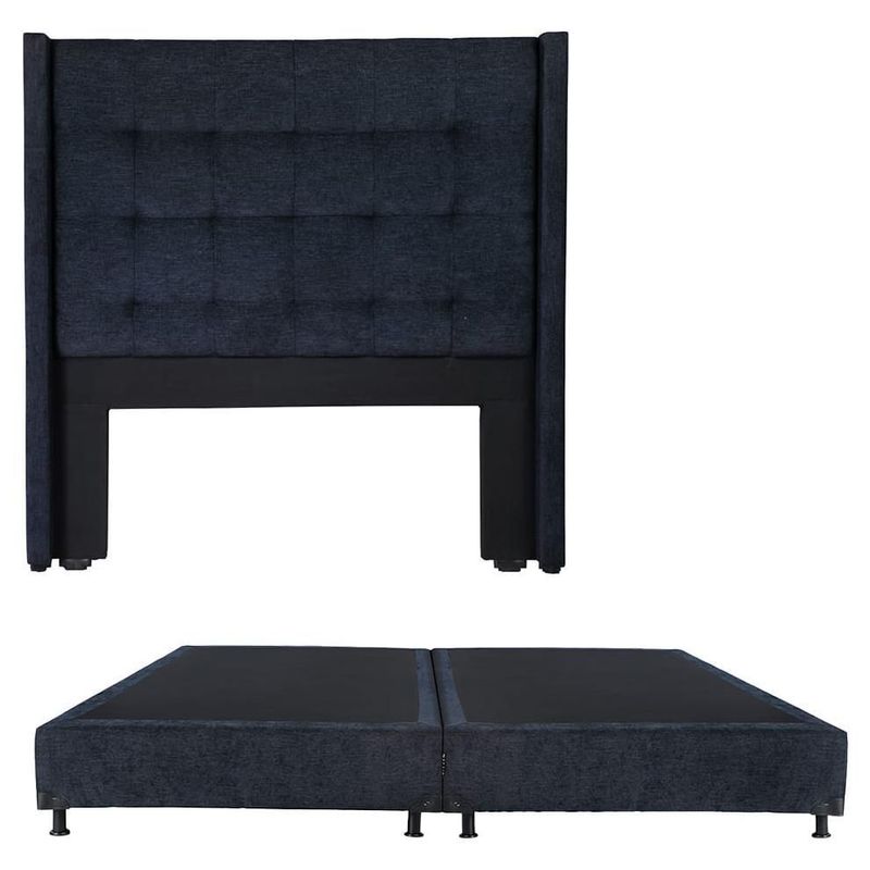 Cabecera King Size Dicasa Titan Azul Indigo + Box Dicasa Niza CZD