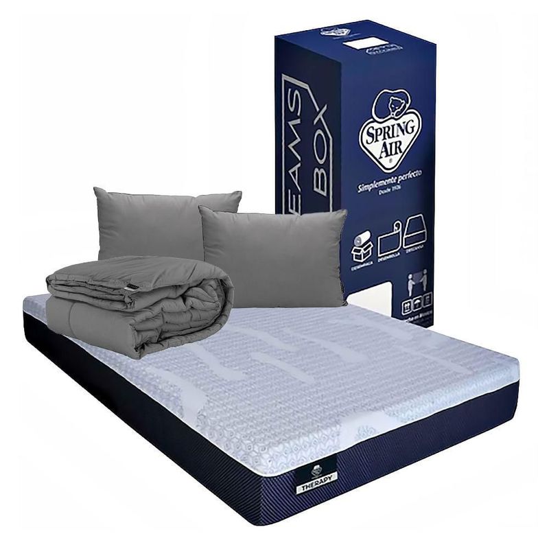 Colchón Queen Size en caja Therapy + Almohadas 2Pack+ Edredón Homy CZD
