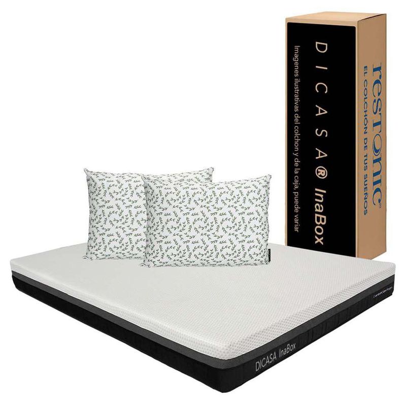 Colchón Matrimonial en caja Dicasa InaBox + Almohada 2 Pack CZD