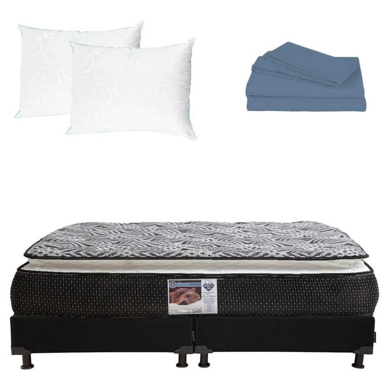 Colchón King Size Omega + Box + 2 almohadas Osos + Sábanas CDZ