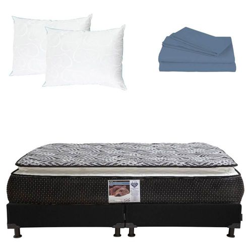 Colchón King Size Omega + Box + 2 almohadas Osos + Sábanas CDZ