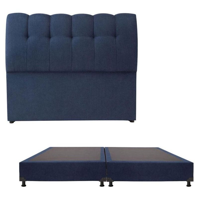 Cabecera King Size Dicasa Nube Azul Marino + Box Dicasa Bless CZD