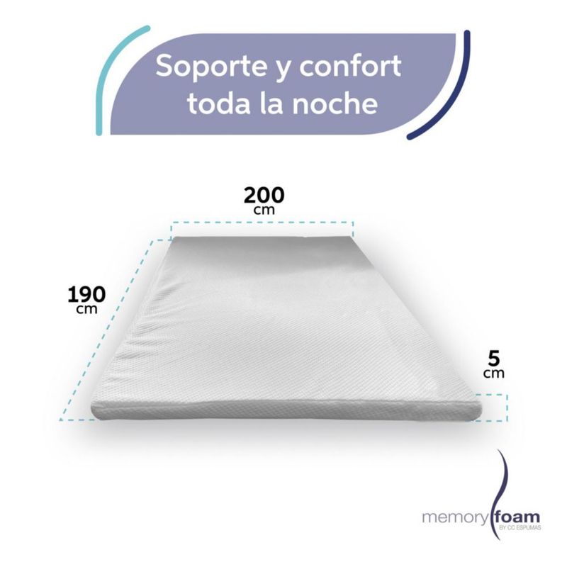 Colchoneta Memory Foam King Size Sobrecolchón de Memory Foam Blanca Hipoalergénica, Anti caros