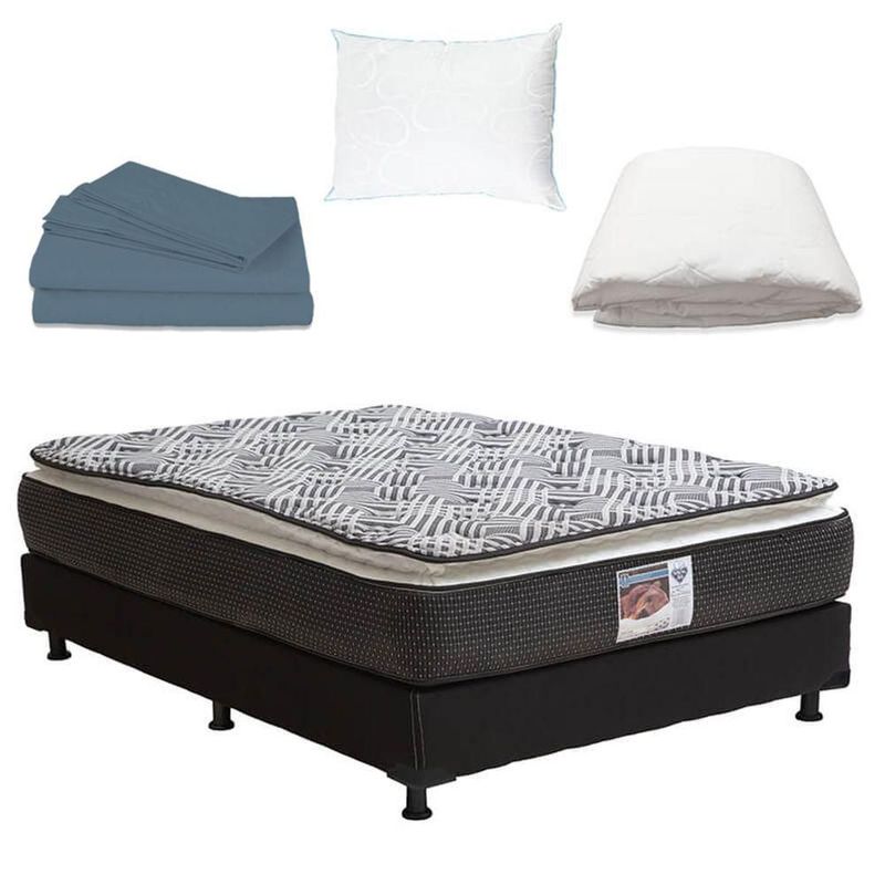 Colchón King Size Omega +Box Black +Almohada O +Protector +Sábanas CZD