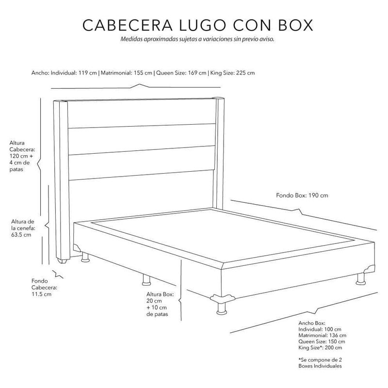 Cabecera Individual Dicasa Lugo Azul + Box Rivo Dicasa CZD