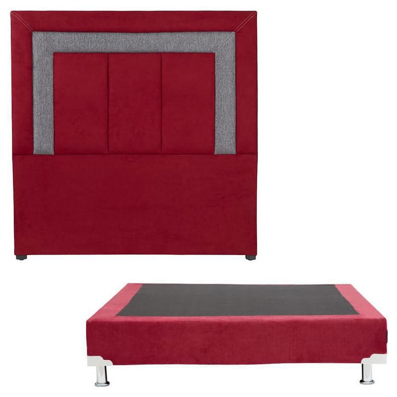 Cabecera Individual Dicasa Bora + Box Dicasa Rojo con Gris CZD