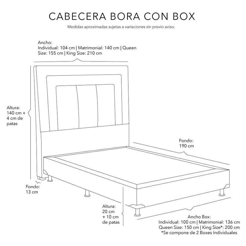 Cabecera Individual Dicasa Bora + Box Dicasa Rojo con Gris CZD