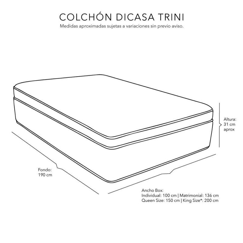 Cabecera Matrimonial Dicasa Titan Azul+ Box + Colchón Dicasa Trini CZD