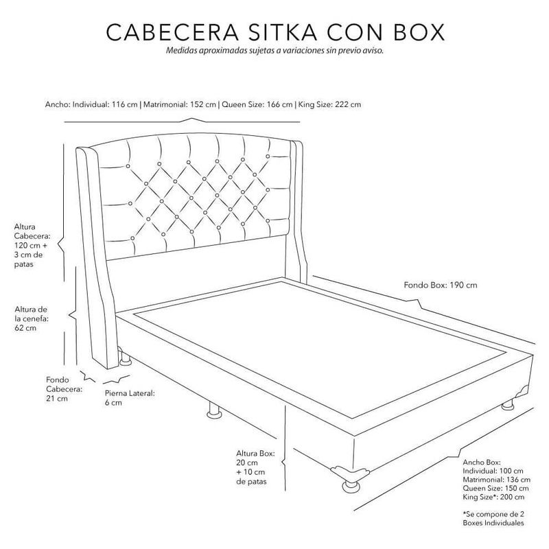 Cabecera Individual Dicasa Sitka Azul Marino + Box Dicasa Bless RGH