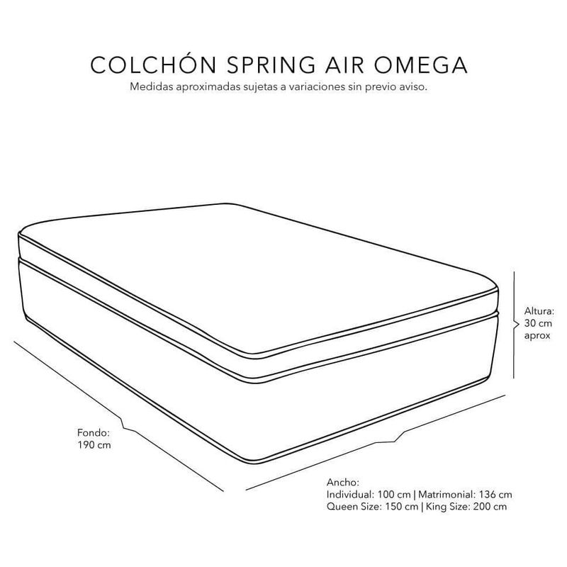 Colchón King Size Omega + Almohada One + Protector + Sábanas D CZD