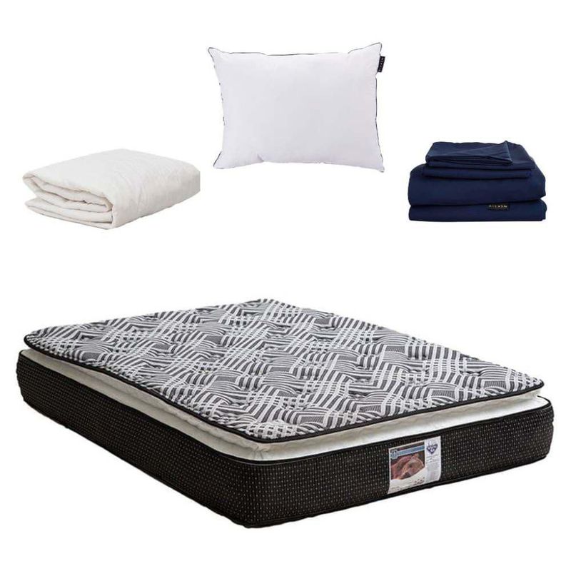 Colchón King Size Omega + Almohada One + Protector + Sábanas D CZD