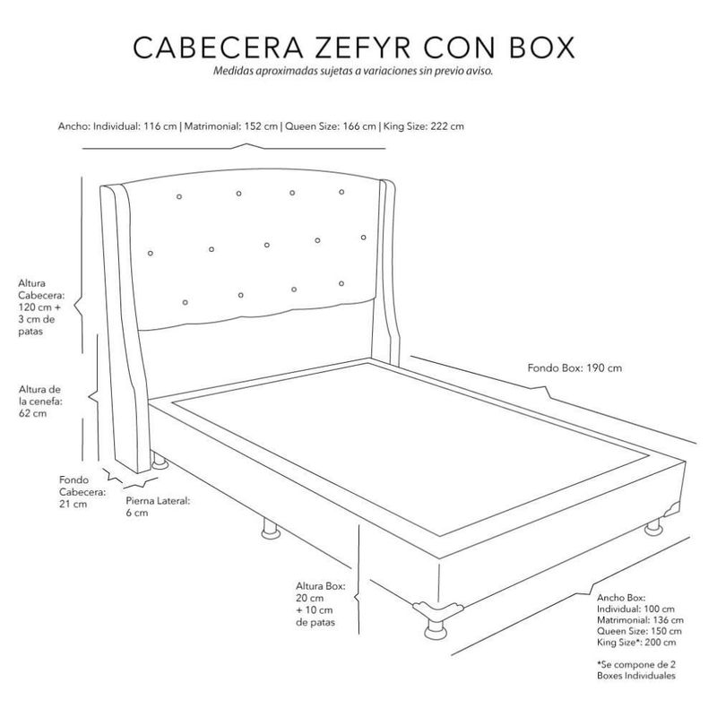 Cabecera King Size Dicasa Zefyr Rojo + Box Dicasa Red CZD