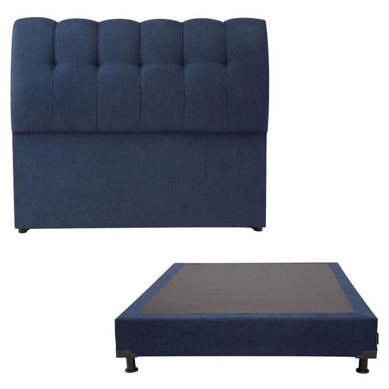 Cabecera Individual Dicasa Nube Azul Marino  + Box Dicasa Bless CZD