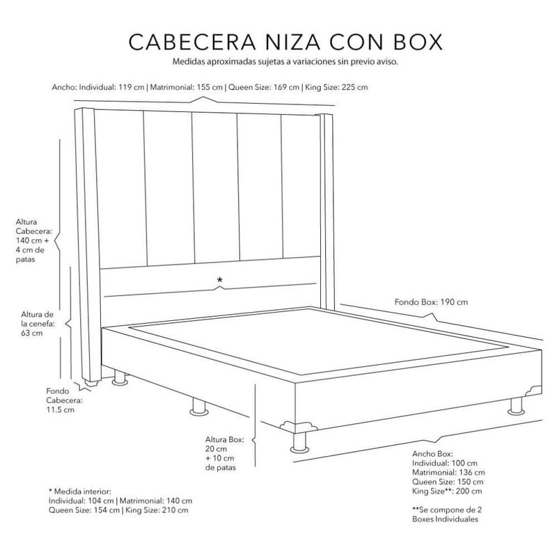 Cabecera King Size Dicasa Nizza Chocolate + Box Dicasa Bless CZD