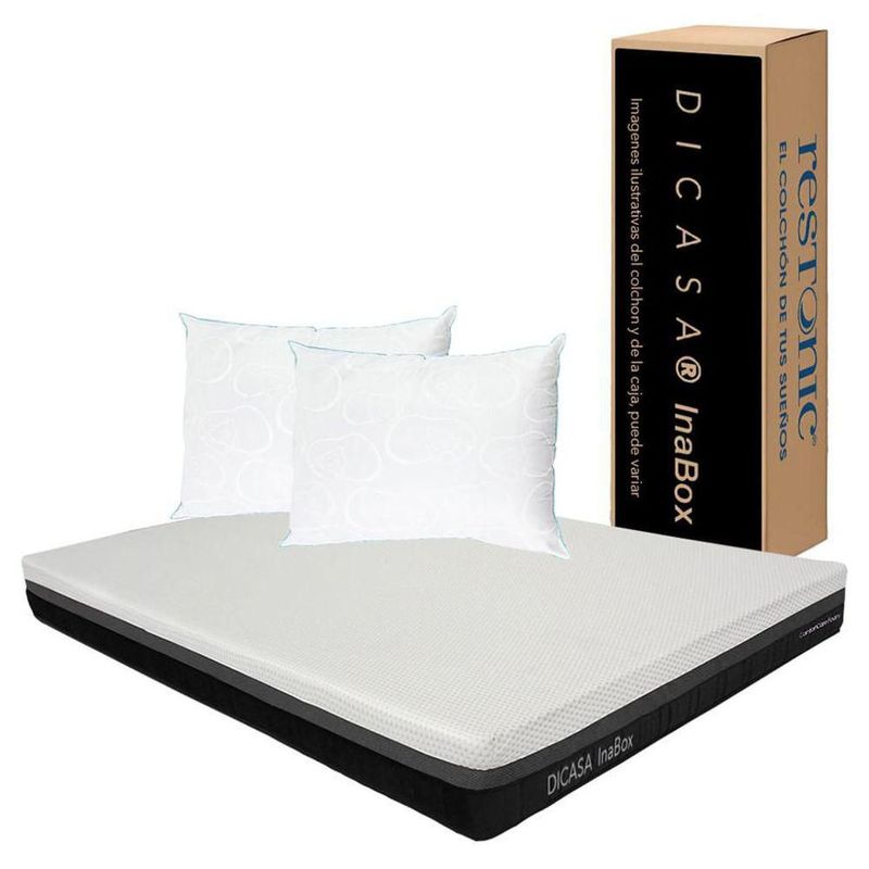 Colchón King Size en caja Dicasa InaBox + 2 Almohadas Osos CZD