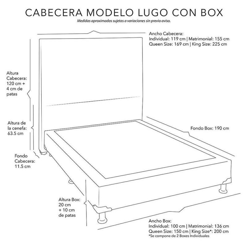 Cabecera Individual Dicasa Lugo Beige claro + Box Dicasa Dolum CZD